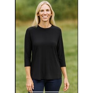 SYMPLI CREW LANTERN TOP STRETCH JERSEY 3/4 SLEEVES CASUAL WORK MINIMALIST NWT 6